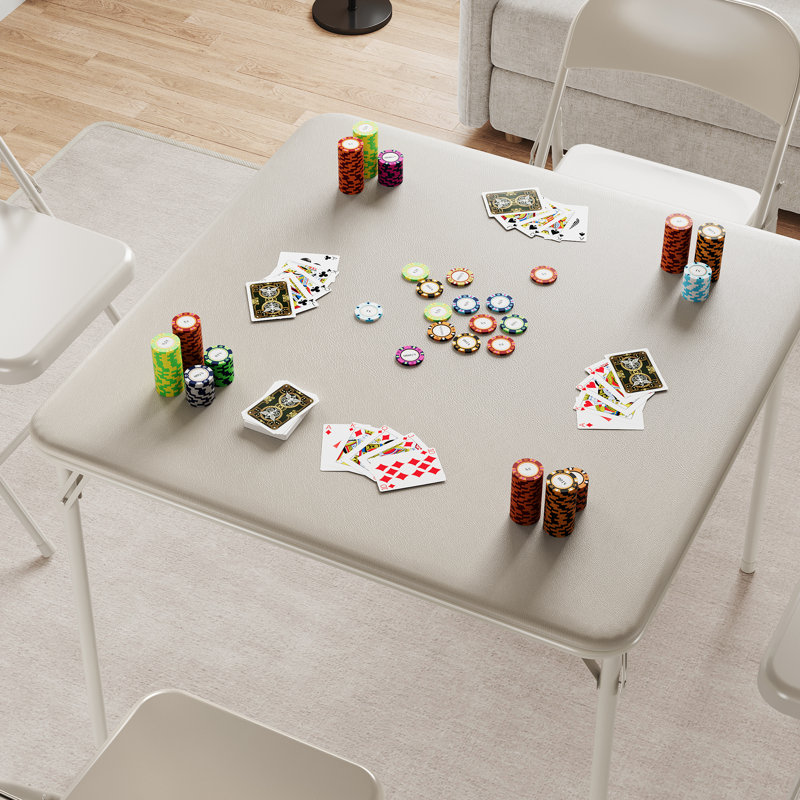 Table pliante carrée 33,6 pouces - Table à cartes portable robuste avec dessus en coussin en polyuréthane, table pliable multifonctionnelle pour une utilisation intérieure / extérieure, petite table pliante en métal robuste (table seulement)