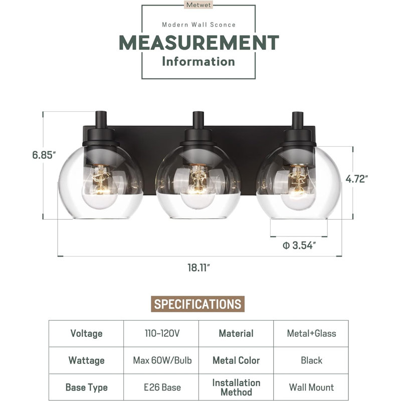 Biles 3 - Light Dimmable Vanity Light