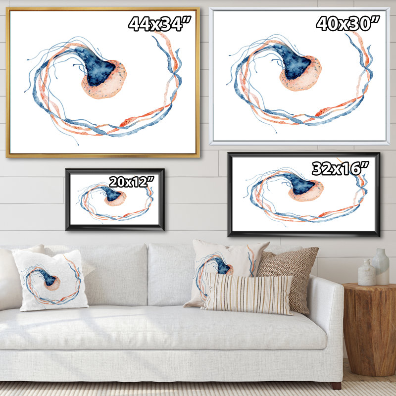 «Medusa peint sur blanc I», reproduction sur toile, H 24 po x l 32 po x P 1 po, Cadre flottant blanc