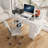 47" Computer Desk With Power Outlet,Writing Desk,Home Office Desk,Vanity Table With 7 Fabric Drawers, Large Side Pocket