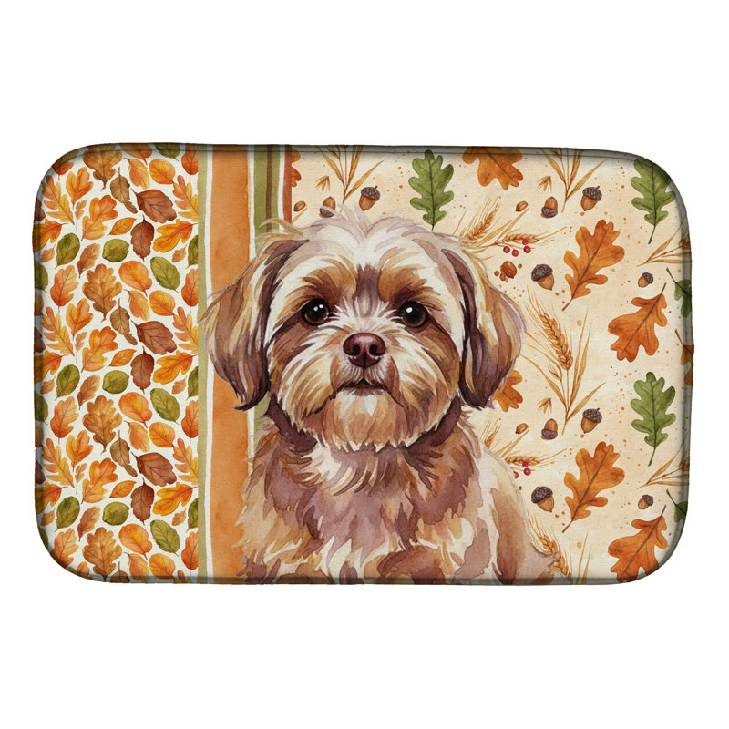 Liver Shih Tzu Heirloom Fall Dish Drying Mat
