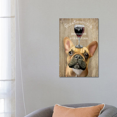 Dog Au Vin, French Bulldog 1 Piece Wrapped Canvas Wall Art