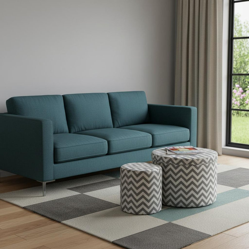 Repose-pieds avec rangement 23 po, Polyester gris