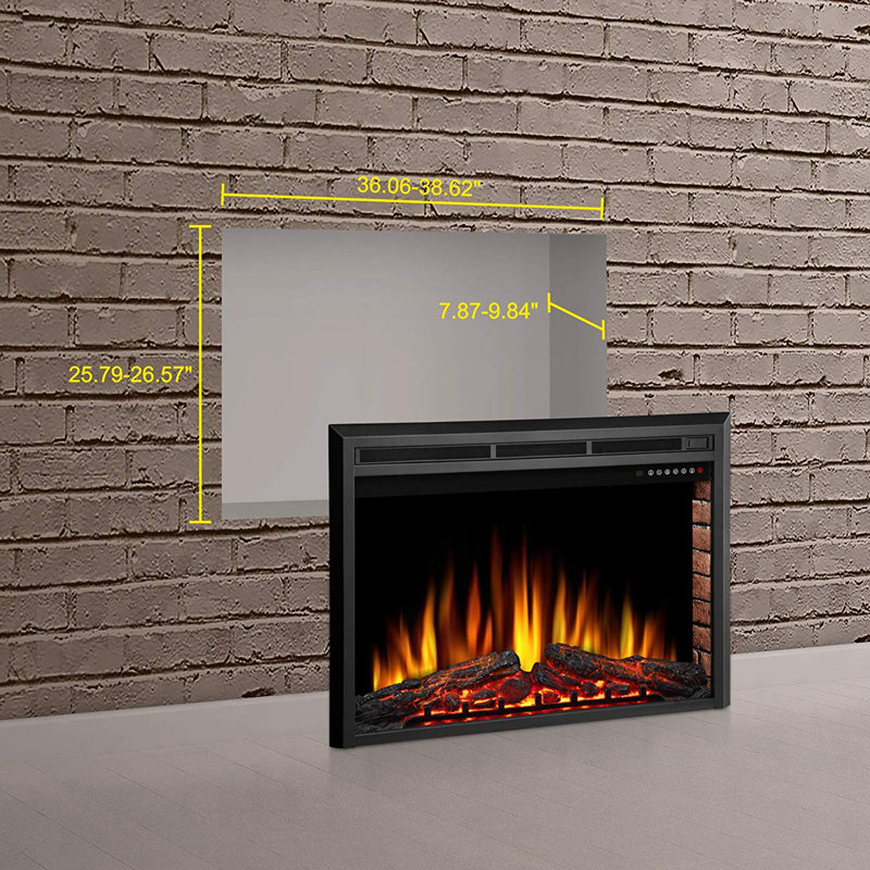 Ebern Designs Black Electric Fireplace Insert, 27.01" H x 39" W x 8.98" D