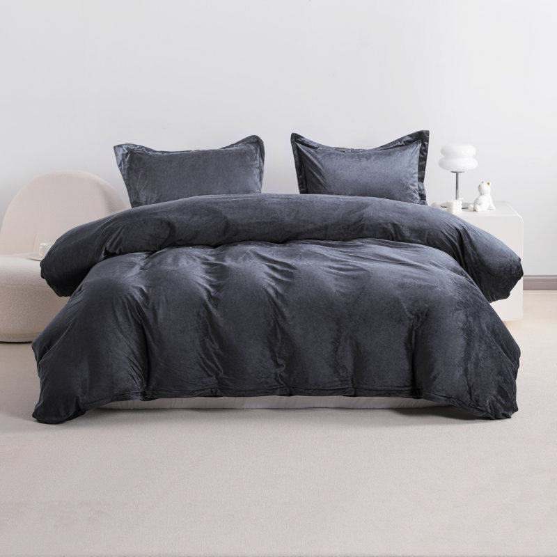 Polyester Duvet Cover, Charcoal Gray, Twin Duvet Cover + 1 Standard Sham