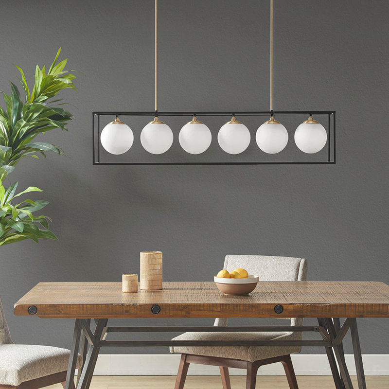 Lustre linéaire en verre givré 6 lumières