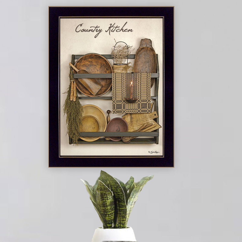 «Country Kitchen», art mural encadré pour le salon, décoration murale par Susie Boyer, Cadre noir