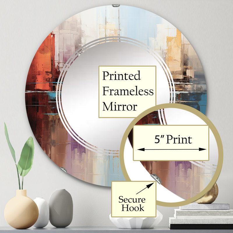 Berkine - Miroir mural abstrait rond, 24 po x 24 po