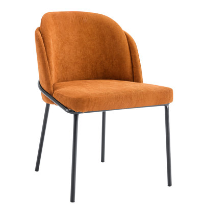 2 chaises de salle à manger, brun et noir. Chaise confortable à haut dossier, tissu doux, fabrication stable en fer de 2 chaises, pieds noirs. Courbé pour un confort maximal et un soutien solide