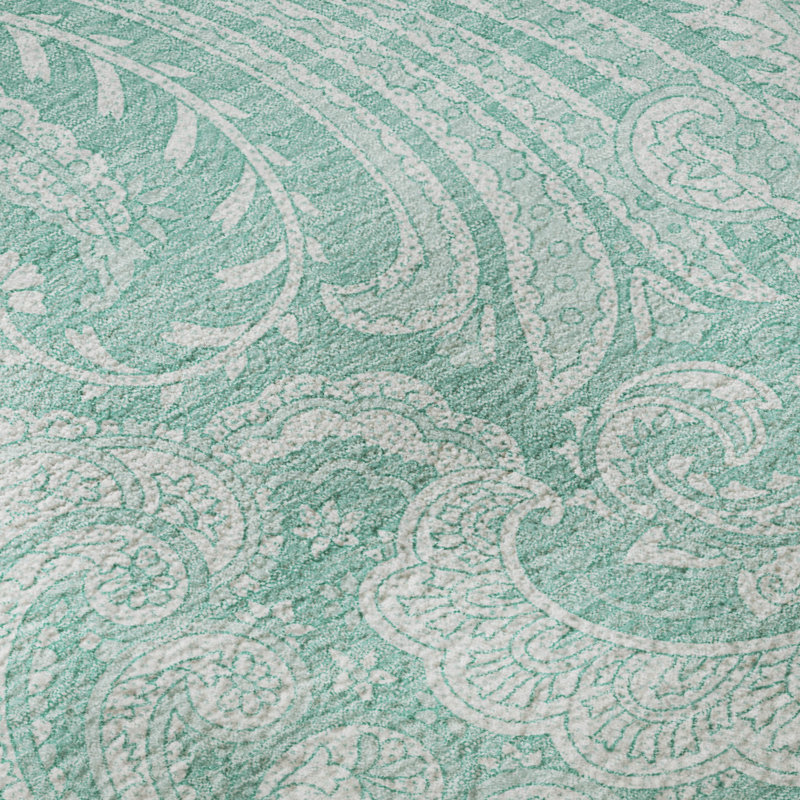 Premium Machine Washable Apodaca Teal Rug, Rectangle 10' x 14'