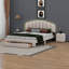 Grand lit plateforme tapissier avec table de chevet en molleton Abinayan Teddy-816606646