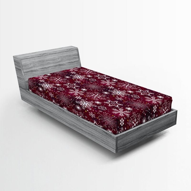 Drap-housse Ambesonne, paquet de 2, Rouge vin / floral blanc, Drap-housse simple TG