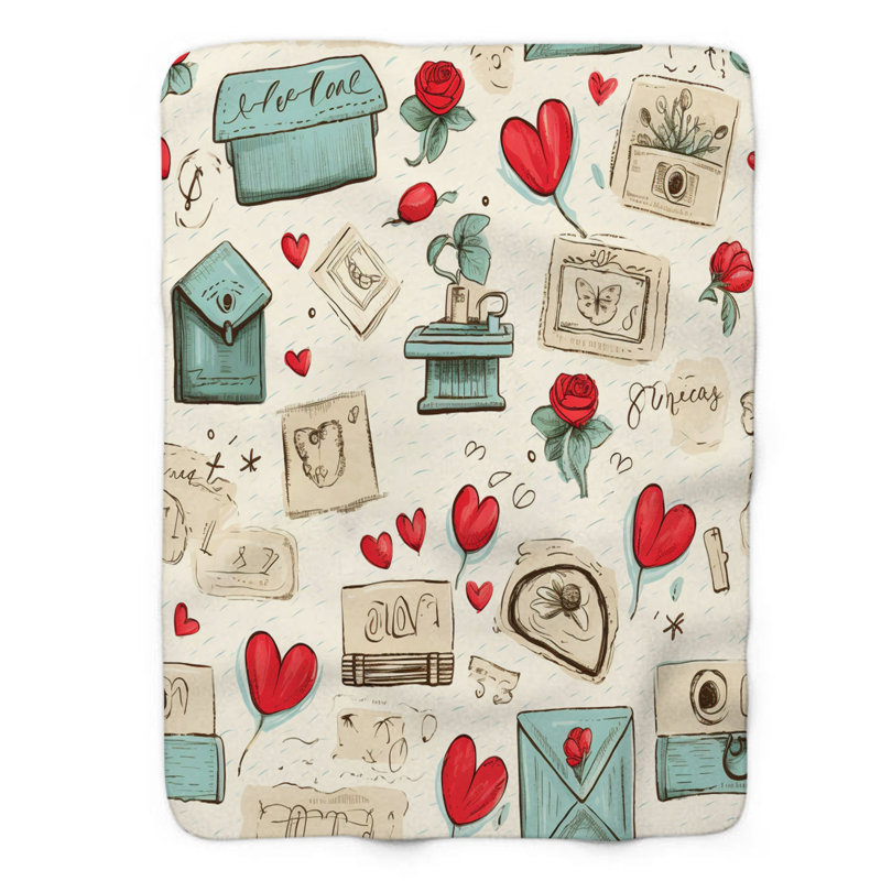 Heart Heart - couverture sherpa de qualité supérieure 1 pièce, L 60 po x L 80 po