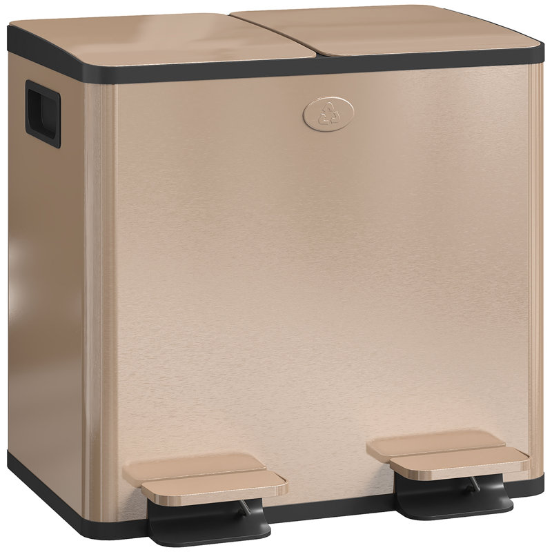 Stainless Steel, Plastic Multi-Compartment Rubbish & Recycling Bin