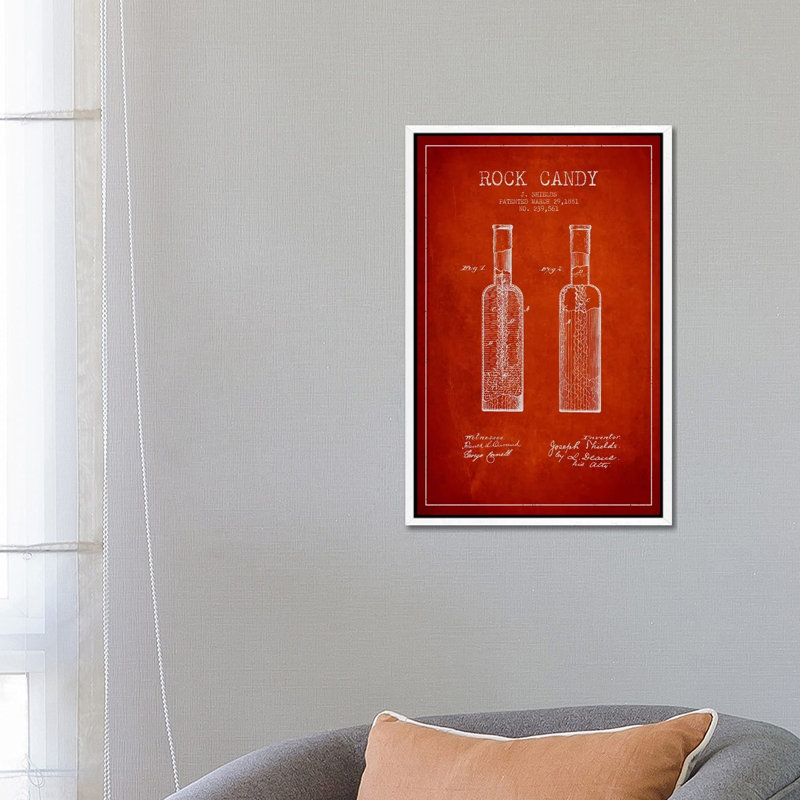 Rock Candy Red Patent Blueprint 1 Piece Wall Art on Canvas, 66.04 cm H x 45.72 cm W, White Floater Framed