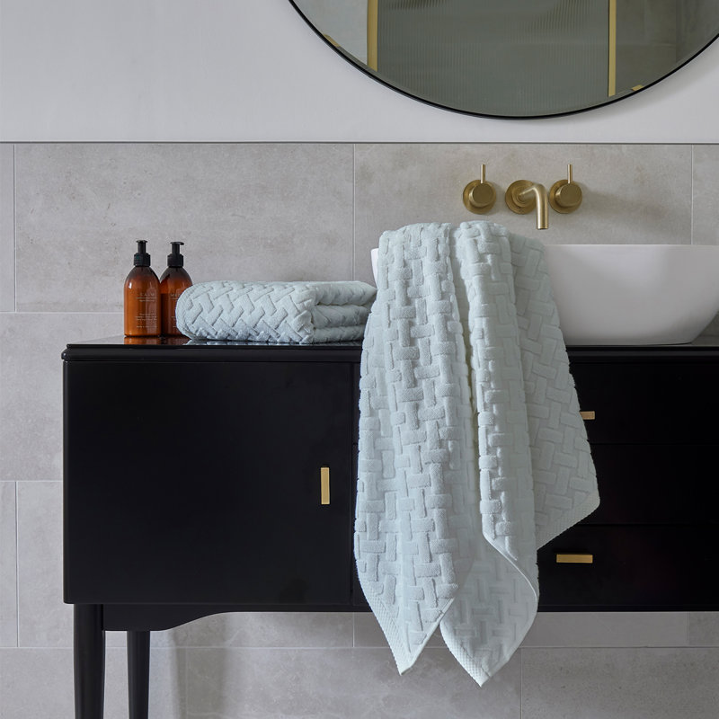 Trellis Cotton Bamboo Blend Antimicrobial Bath Towels, Glacier