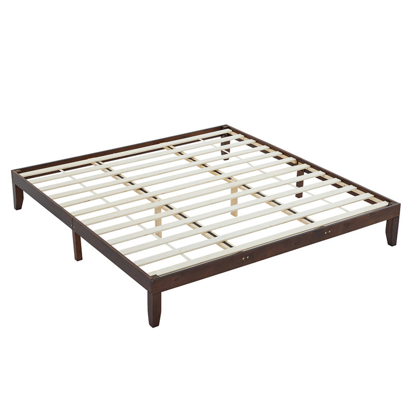 Basic Wooden Bed Frame, Brown, King