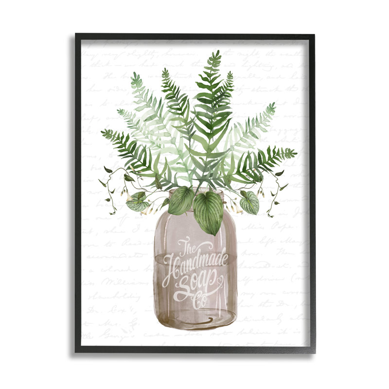 Mélange de feuilles vertes botaniques, Giclée encadrée noir minuit, H 14 po x l 11 po x P 1,5 po