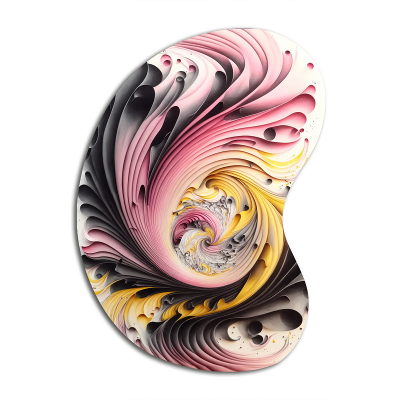 «Multi-Color Paint Swirl I» - forme irrégulière, spirales abstraites, art mural en métal, reproduction de sculpture murale asymétrique