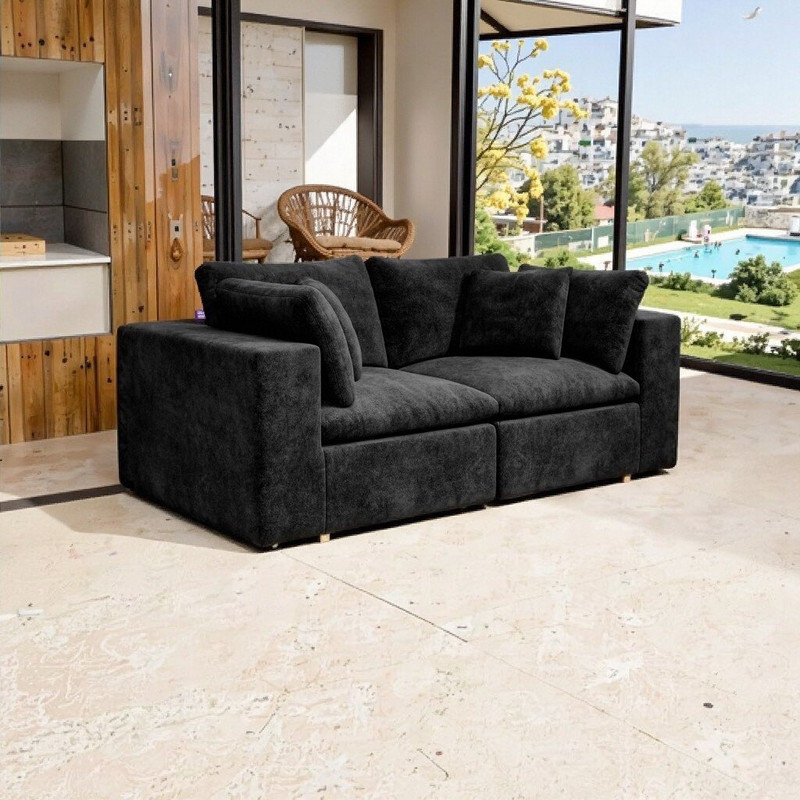 Canapé modulaire 78,8 po x 39,4 po Cloud Comfort - Support en mousse à mémoire de forme et aménagement personnalisable, Noir