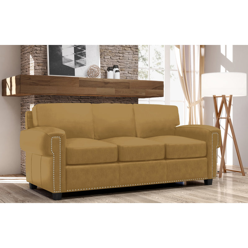 Ensemble de salon en cuir 3 pièces Fardin, Cuir véritable brun clair