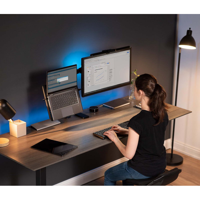 Single Monitor and Laptop Desk Mount, Black