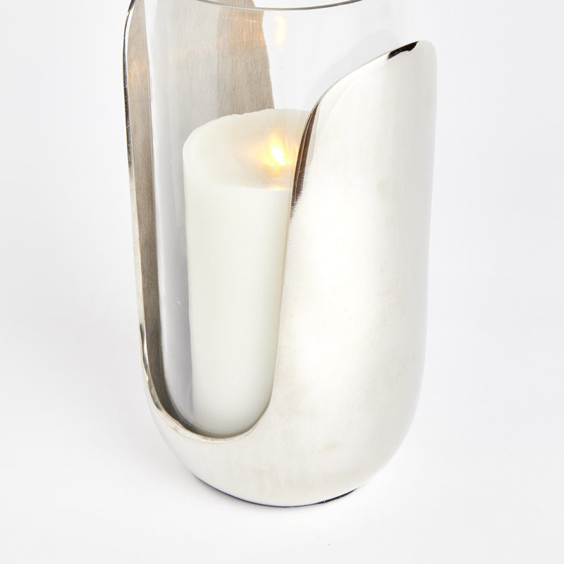 Hurricane Candle Holder, 11" H x 6" W x 6" D, Silver