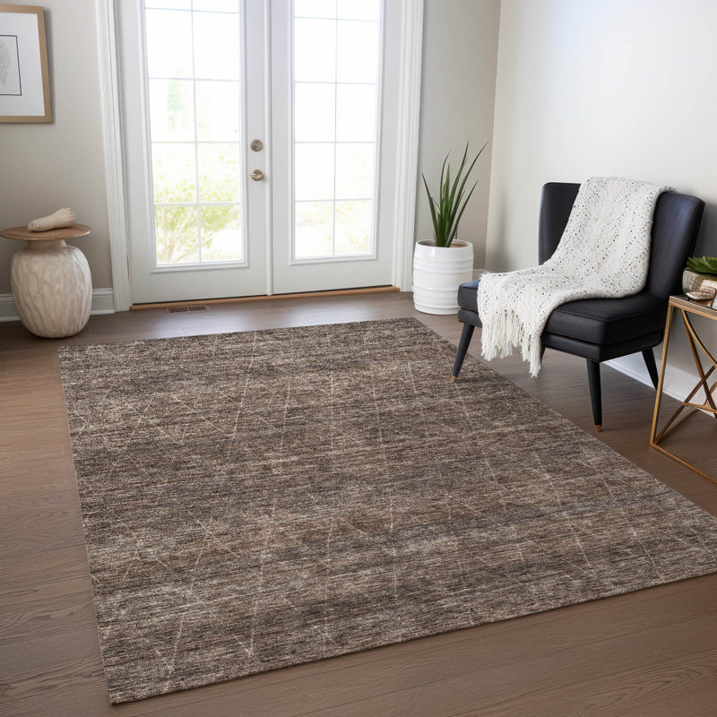Machine Washable Indoor/Outdoor Cicel ACN1165 Coffee, Rectangle 9' x 12'
