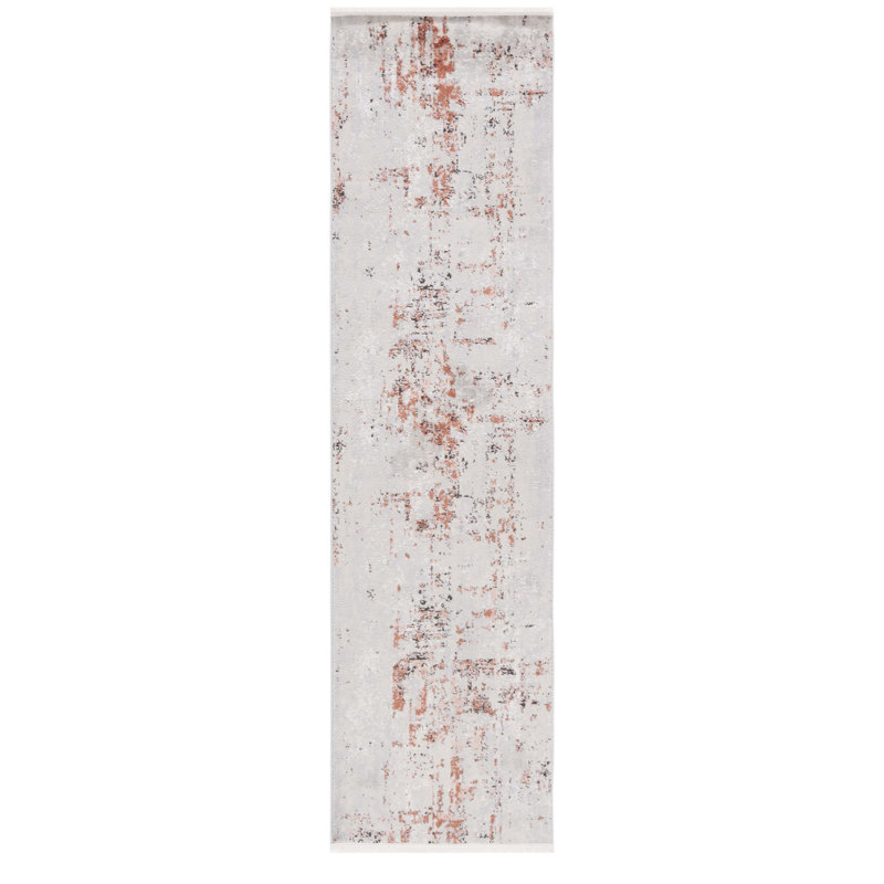 Tapis gris / rose Shivan 723, Tapis de couloir 2 pi 2 po x 8 pi