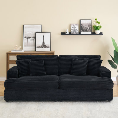 Corduroy 3 - Person , 89.2" Depth, 4 Matching Throw Pillows, To Fading, Pink, In Apartments And Reception Areas Living Spaces