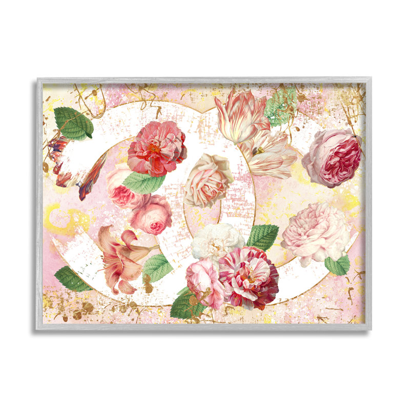«Glam Fashion», motif floral rose par Ziwei Li - impression, H 24 po x l 30 po, Estampe numérique Farmhouse