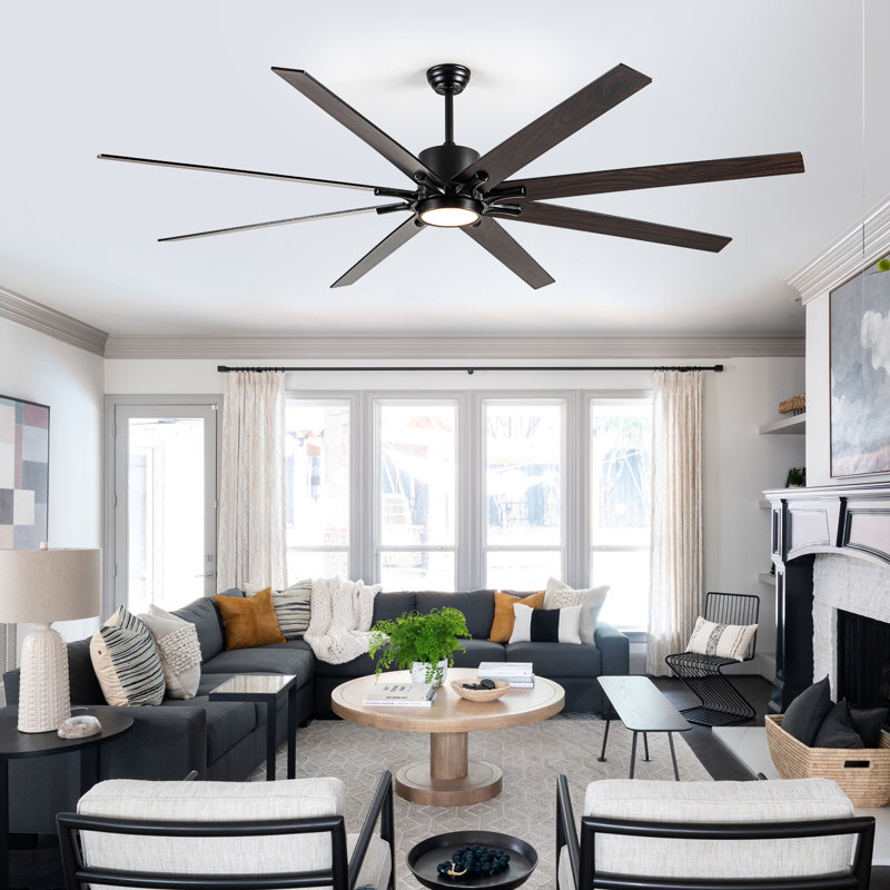 85" 8-blade Led Standard Ceiling Fan With Remote Control Farmhouse Ceiling Fan With Light Kit Included