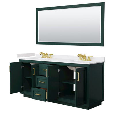 Ensemble de meuble-lavabo double autoportant 72 po avec plateau en marbre Miranda