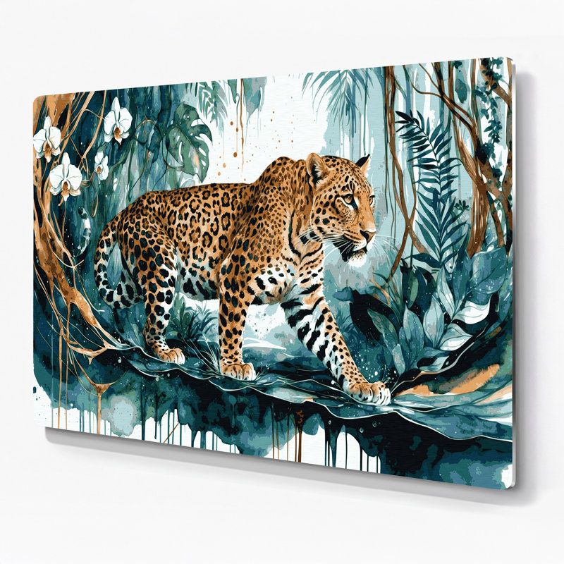 «Big Cats Leopards», art mural en métal gris, H 20 po x l 30 po