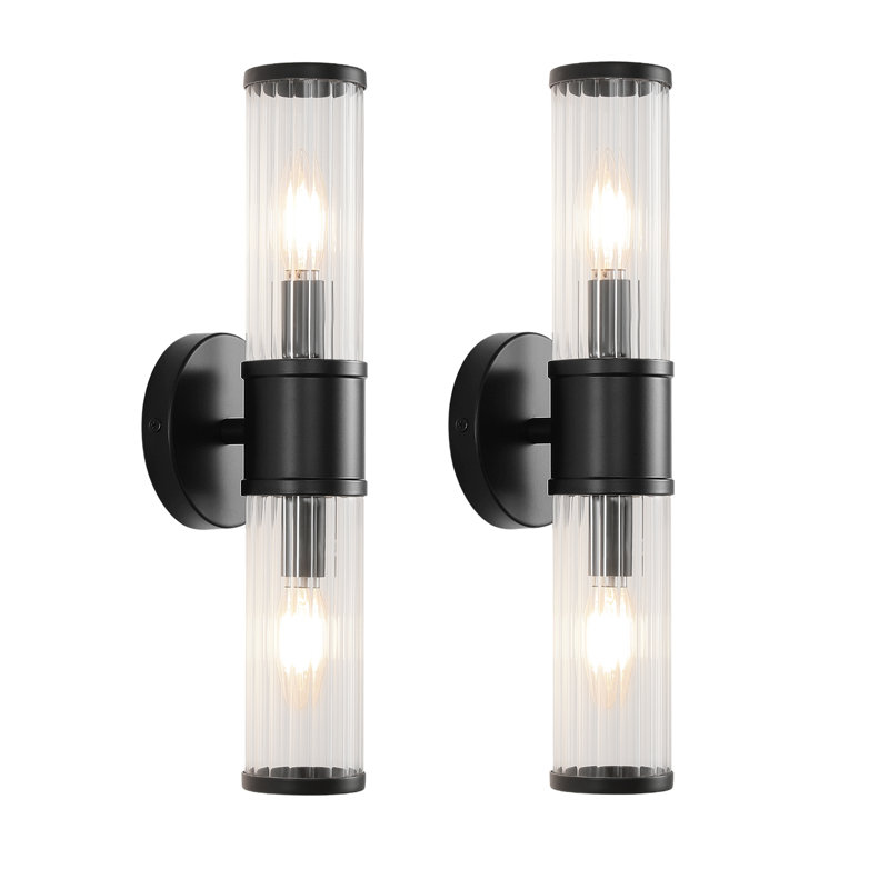 Black Wall Sconce Set of tow Modern Bathroom Vanity Light Fixture (E12 Bulbs Excluded), Black