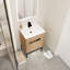 Meuble-lavabo 24 po - Deux styles d'installation de lavabo en céramique et d'humidité 24 po autoportant ou flottant style Scratch & Stain - charnière silencieuse en contreplaqué imitation chêne-118627823-118627825