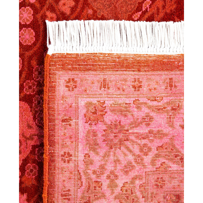 Overdyed Hand-Knotted Wool Modern-Contemporary Pink Runner 3' 1" x 12' 9"