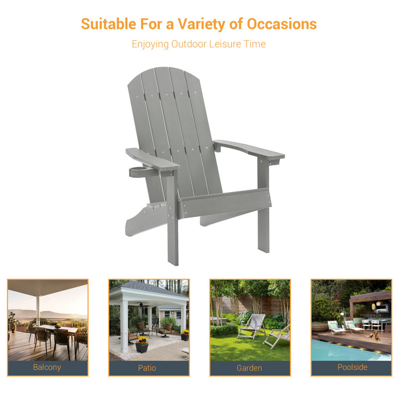Kona Outdoor Adirondack Chair, Light Gray