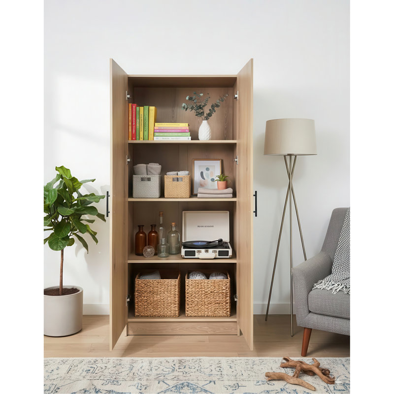 Armoire de rangement polyvalente en chêne Modex, Chêne