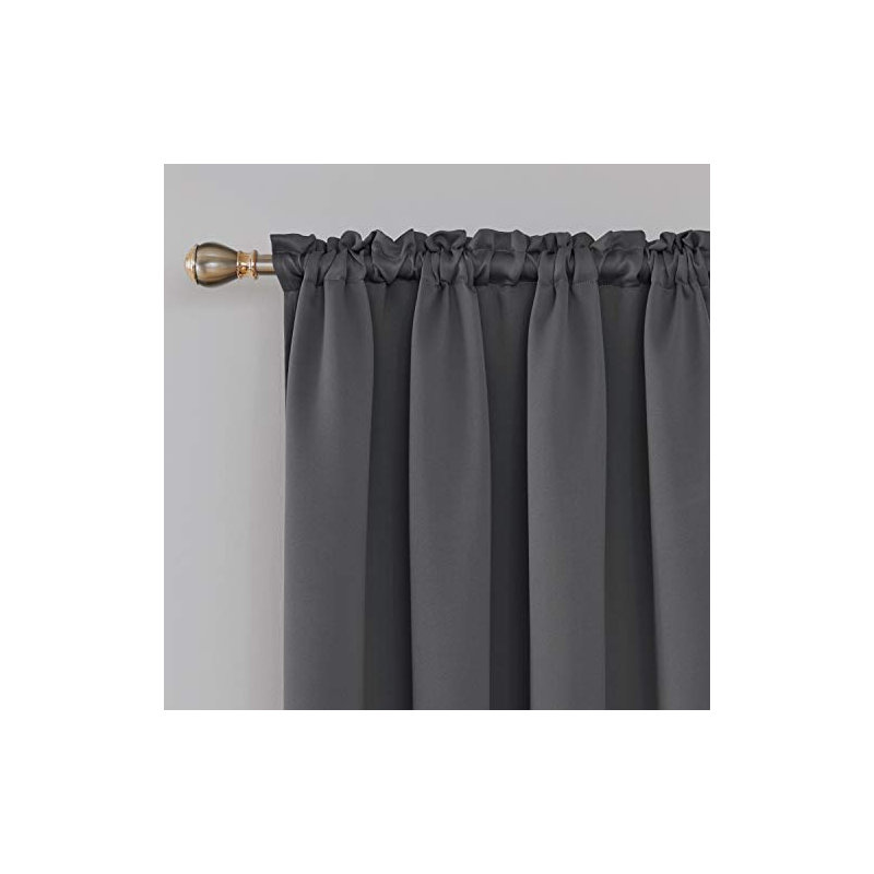 Room Darkening Curtain Pair, Dark Gray, 52" W x 54" L