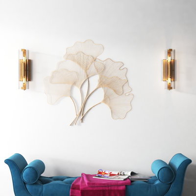 Copper Metal Gingko Leaf Floral Wall Decor 35" x 1" x 34"