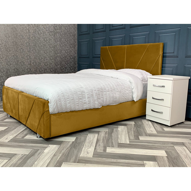 Liesel Upholstered Bed, Mustard, Small Double (4')