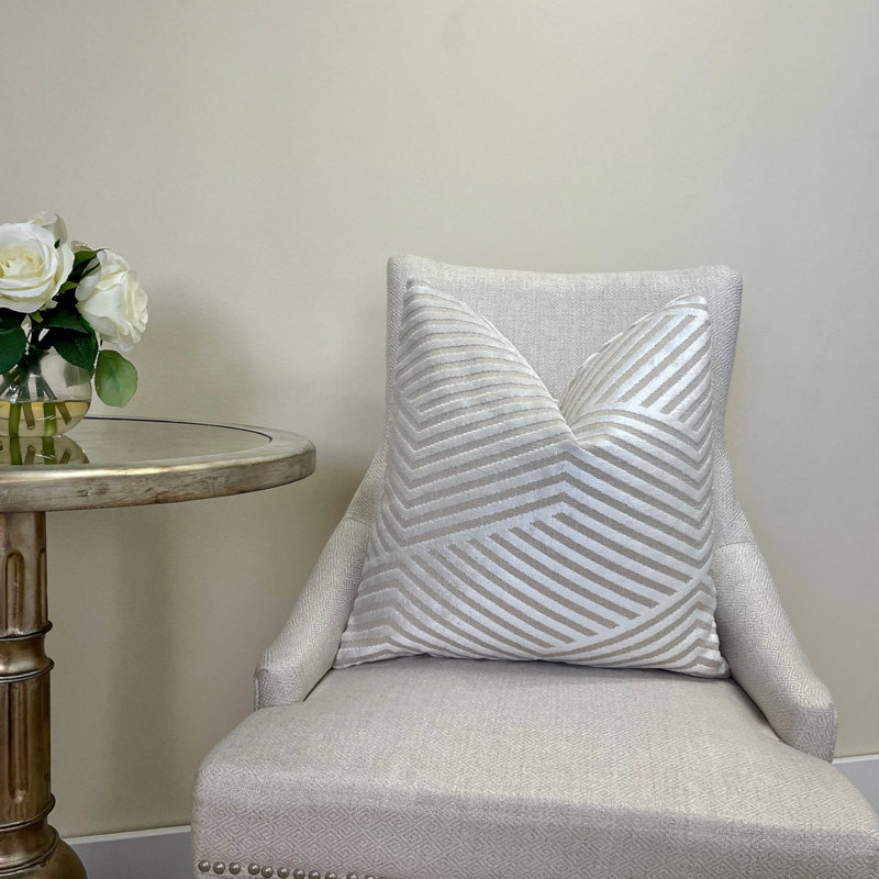 Housse de coussin Alternative, Blanc / rayé crème, H 20 po x l 20 po
