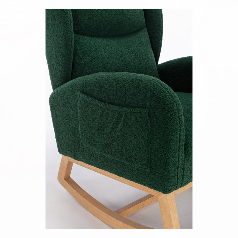 Chaise berçante rembourrée en tissu Teha Teddy, Vert