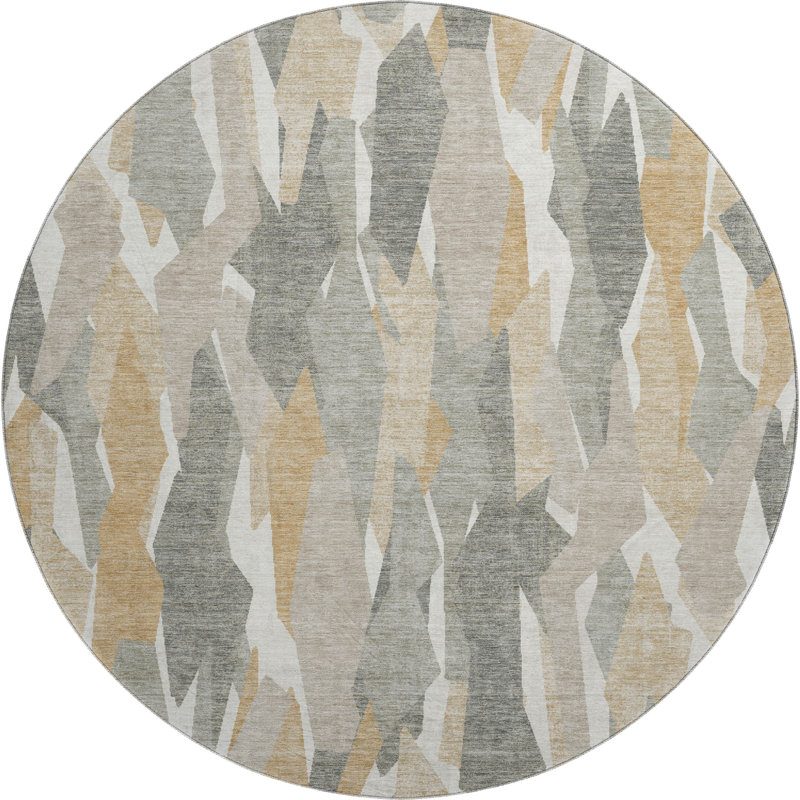 Tapis lavable à la machine de qualité supérieure Mayfield AMF2329, Étain, Rond 8 pi