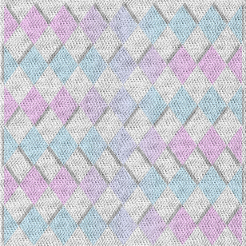 Tissé à la machine à la machine à partir de laine et de polyester rose/bleu Tapis décoratif, Carré 7 pi x 7 pi