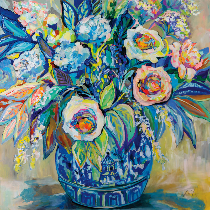 «Think Spring» par Jeanette Vertentes - Peinture, H 30 po x l 30 po, Toile tendue