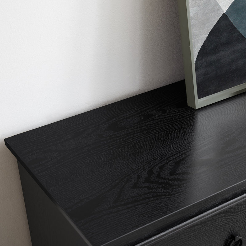 Commode 6 moderne noir avec rangement spacieux pour la chambre 6 tiroirs