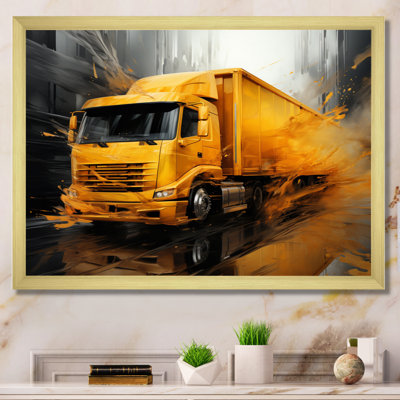 Yellow Truck 53Ft Translucent Rhythms - Transportation Canvas Art Print51