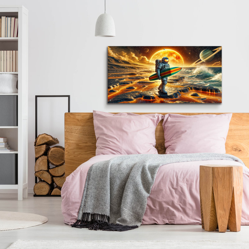 «Explore And Surf» par Rey Klimt, art mural en verre acrylique, H 24 po x l 48 po